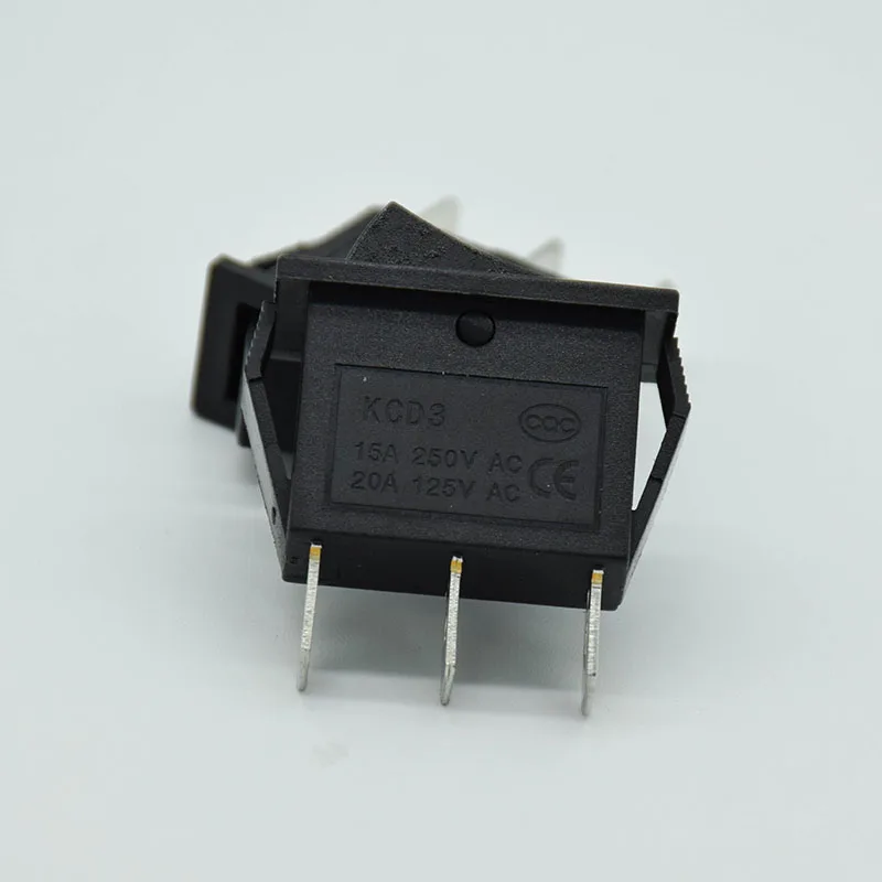 5 шт./лот AC 15A 250 V/20A 125 V 3 Pin SPDT KCD3 вкл.-ВЫКЛ. 3 положения перекидной клавишный выключатель Черный