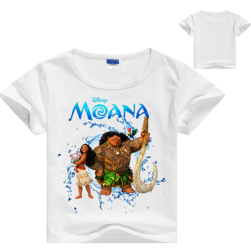 PaMaBa/ хлопковые детские летние футболки; детская футболка с короткими рукавами с принтом «Моана» и круглым вырезом; унисекс - Цвет: White B