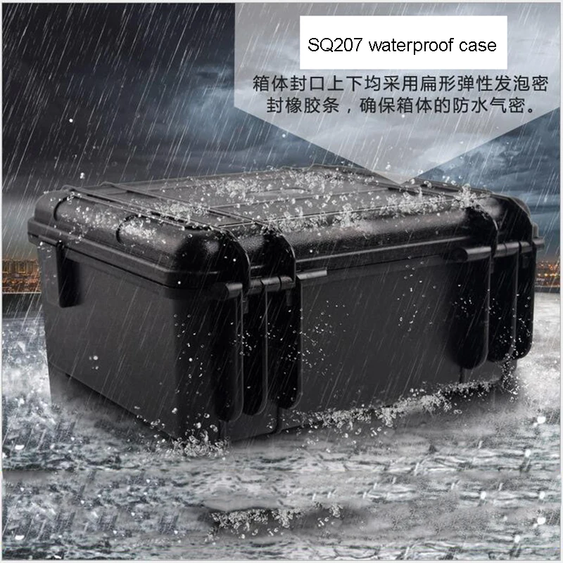 SQ207 ABS material black waterproof portable tool box with full precut