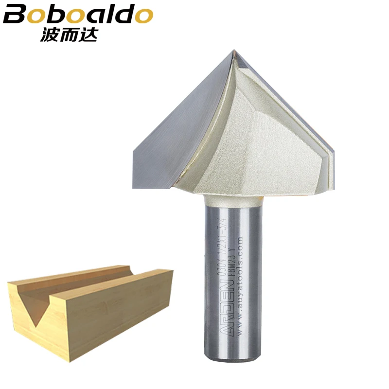 

1pcs 1/4 1/2 Two Flutes V-Groove And Engraving Cutter TC bevelling Arden Router bit chamfering End mill producing mortar grooves