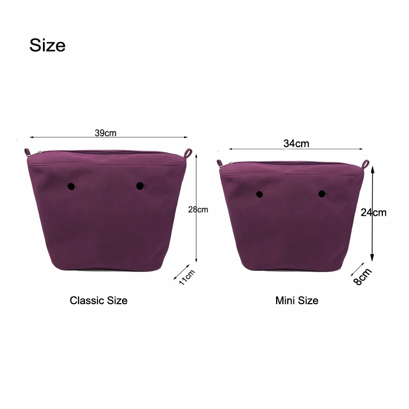 Class Mini Purple cashemere PU leahter inserts interior for obag silicon bag handbag accessories  Inner Lining Insert for O Bag