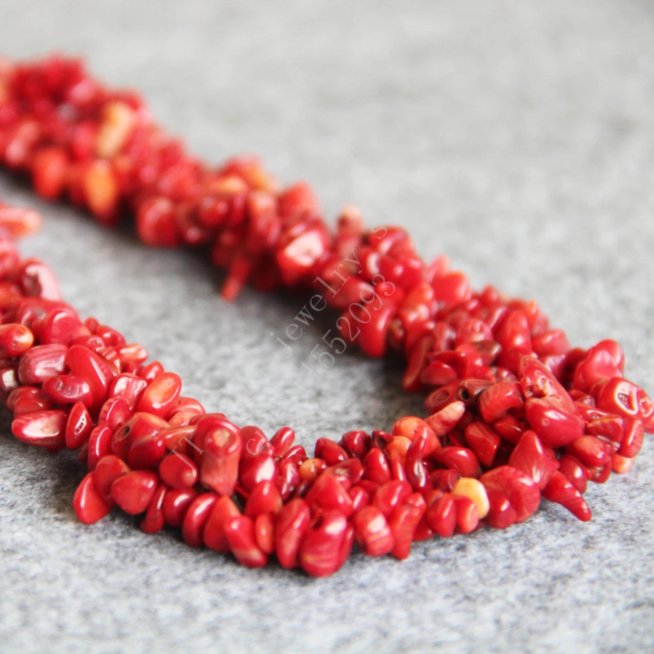 

T8292 New 3 row 6-8mm Natural Irregular Red Coral Necklace,Fashion charming women jewelry wholesale