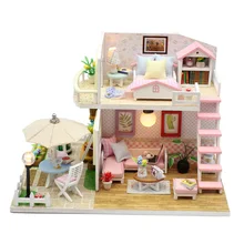 Кукольный дом DIY Миниатюрный Кукольный домик деревянная игрушка с мебелью ручной работы Каса интерактивные игрушки кукольные домики для детей подарок на день рождения