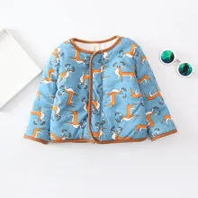 Korean New Style Baby Girls And Boys Cotton-padded Clthes Kids Single-breasted Cartoon Pattern Jacket Girls Outerwear Funny Warm