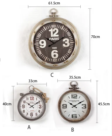 

Creative Retro Wall Clock Coffee Bar Wall Decoration Mute Clocks Nostalgic Ornaments Wall-mounted Clocks Furnishing Watches