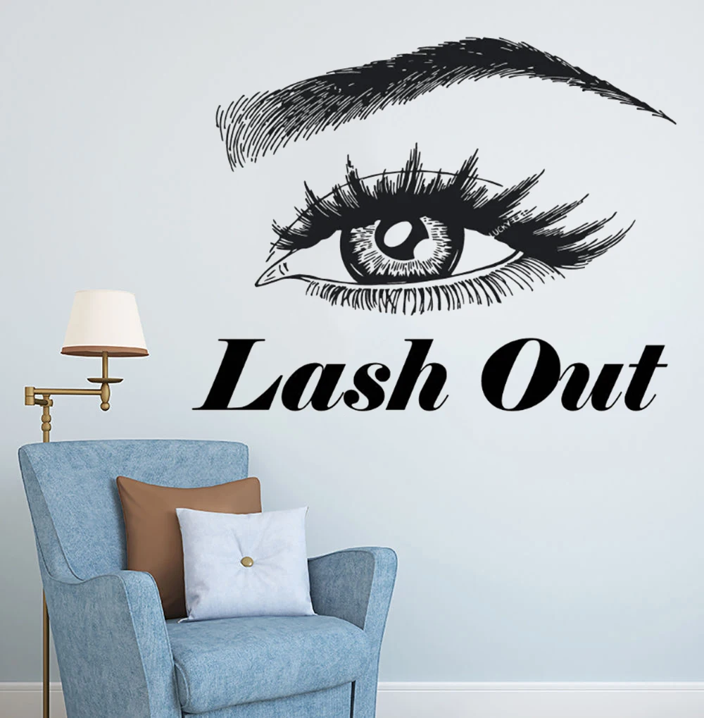 Lash Out Quote Wall Sticker Lashes And Brows Make Up Wall Decal Beauty