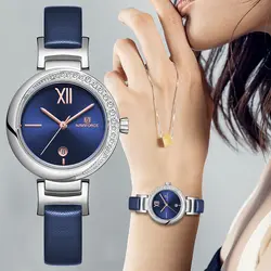NAVIFORCE женские часы лучший бренд класса люкс Модные женские наручные часы кожаные водонепроницаемые женские часы платье Кварцевые Reloj Mujer