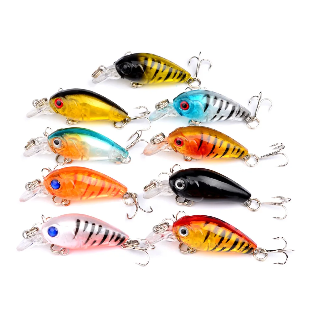 9pcs/set Fishing Lure Kit Crankbait 3D Fish Eye 4.7cm 4g Hard Crank