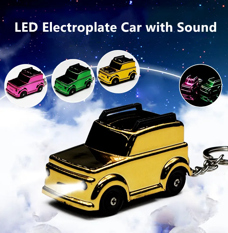 

Luxury electroplate LED simulation model Jeep car Keychain with sound,Flashlight cool vintage car keyrings,Children toys gift