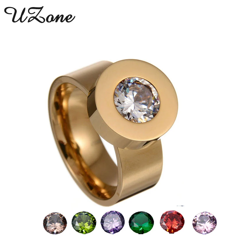Женское кольцо из нержавеющей стали с кристаллами 7 цветов|crystal ring|stone ringfashion rings |