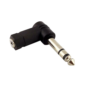 

3.5mm 1/8" Stereo TRS 3.5mm Female to 6.35mm 1/4" Mono Stereo Male 90 degree Audio Adapter 3 Pole Right Angle PVC Converter
