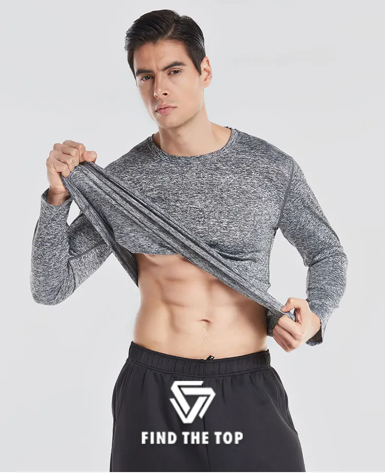 VANSYDICAL Running T-shirt Men Quick Dry Running Long Sleeve Shirt for Jogging Fitness Gym Training Tops Cycling Jersey kelme XL 10