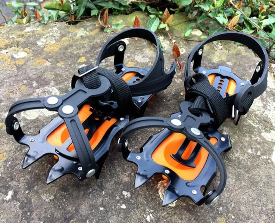 Pinça de Gelo Antiderrapantes de Alta Ajustável para Caminhadas Escalada ao ar Livre do Esqui Neve do Gelo 10 Dentes Garras Crampons Sapatos Qualidade da 20 esqui ao ar livre neve gelo caminhadas escalada
