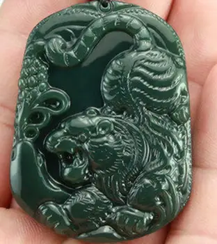 

Natural Xinjiang Hetian jade Carven natural jade pendant Lucky amulet - Tigers free shipping