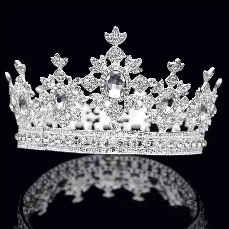 Свадебный венец для queen King диадема тиары синий кристалл серебряные тиары и короны невеста аксессуары для свадебной прически Аксессуары и украшения