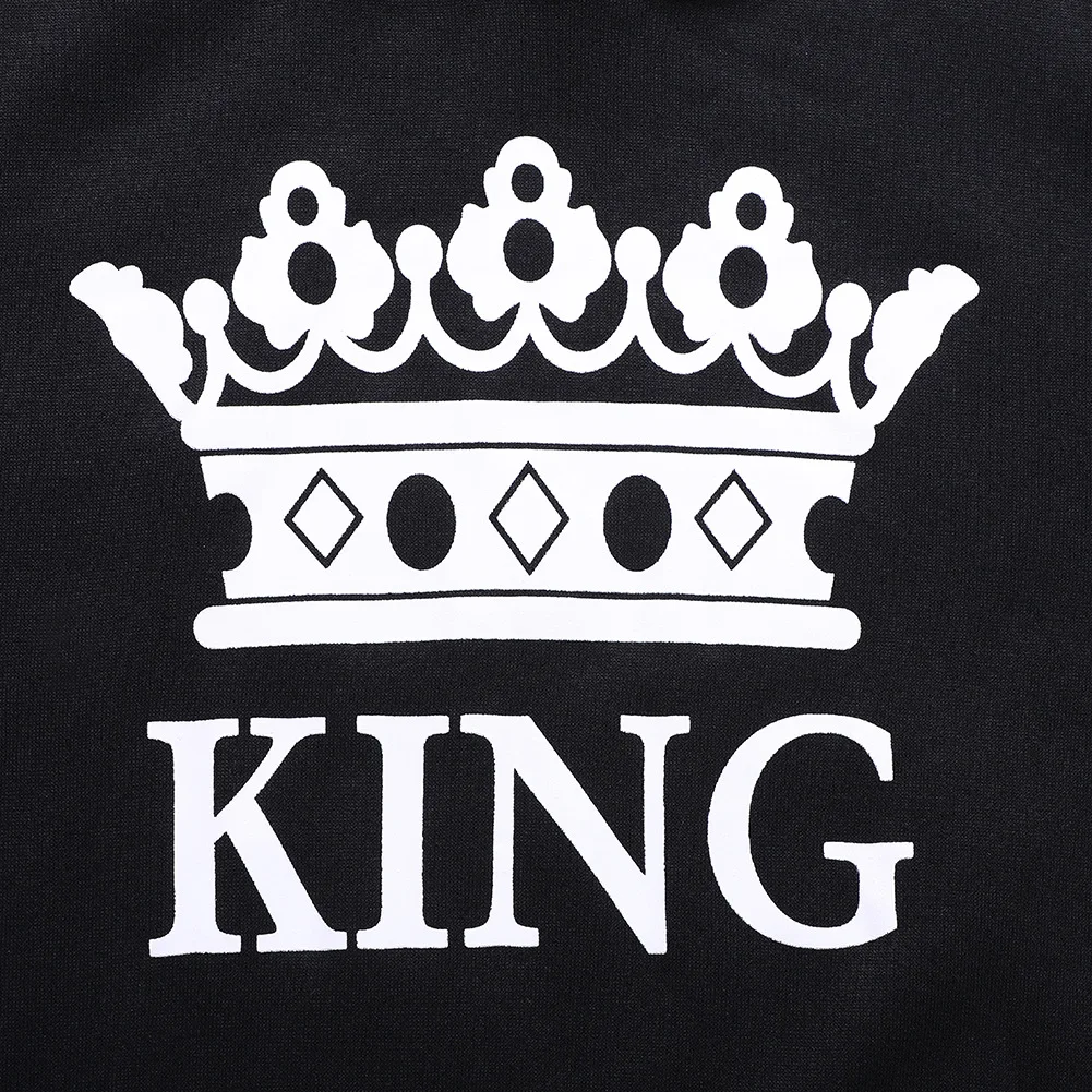 Новинка 2018 женские и мужские толстовки с принтом King Queen толстовка для влюбленных