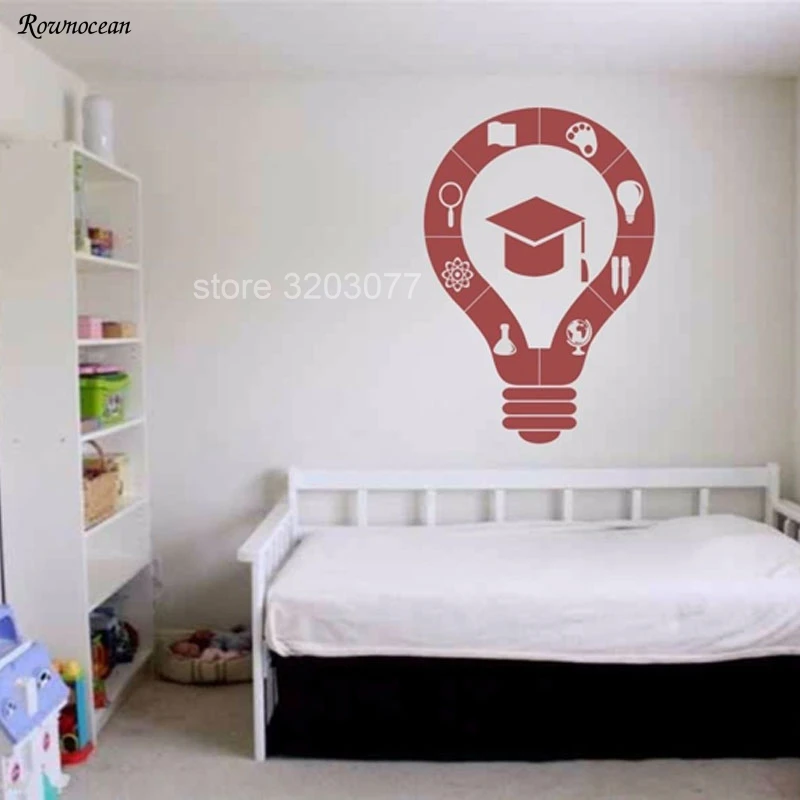 Creative Design Light Bulb Books Learning Education Study Quote Vinyl