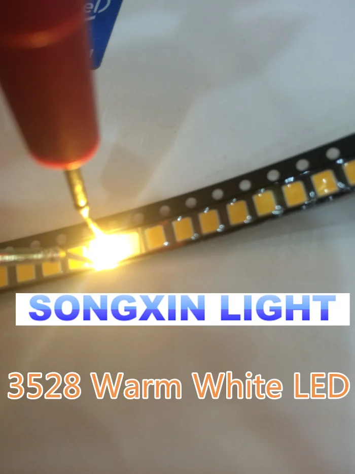 100 шт 1210 SMD SMT 3528 Светодиодный теплый белый источник питания Топ PLCC 2 лампа шарик