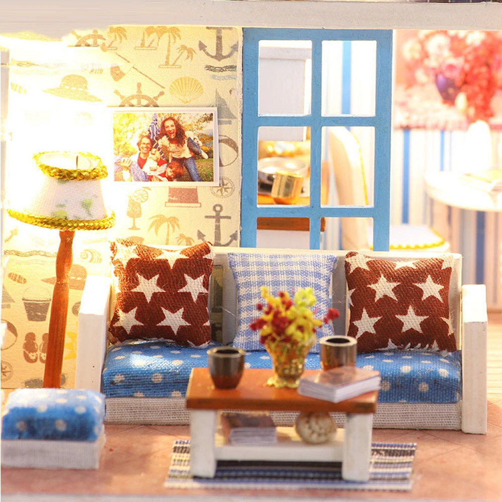 Diy Assemble Doll House Toy Wooden Miniatura Doll Houses Handmade Doll House Toys With Furniture Led Lights Kids Birthday Gifts (9)