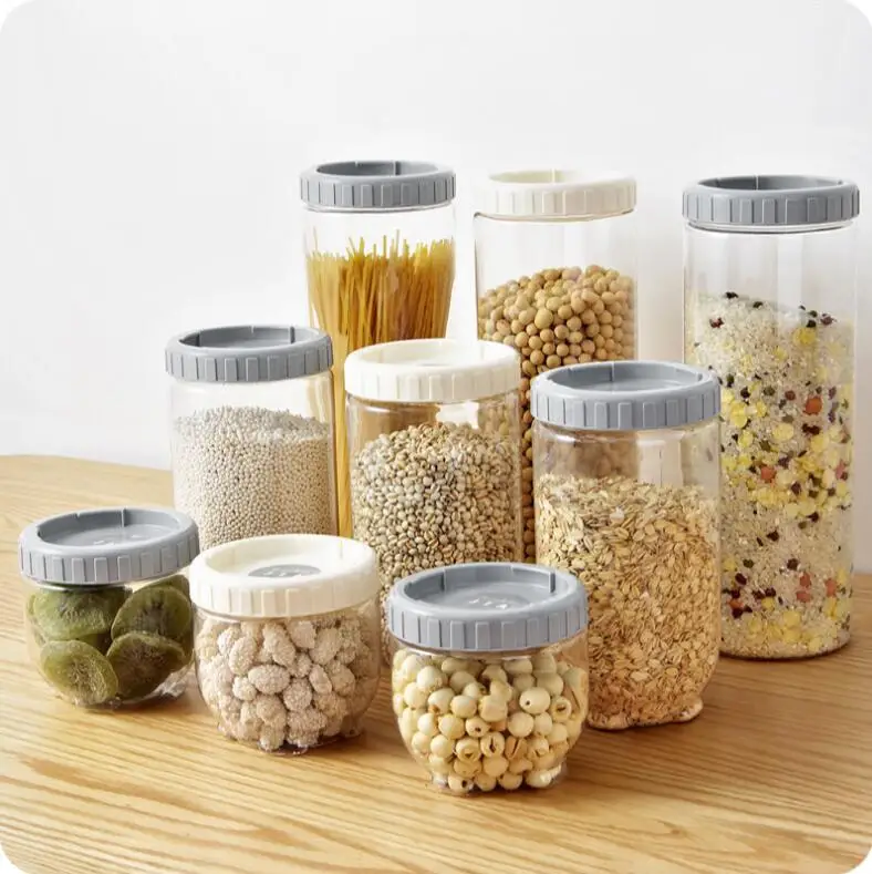Plastic Stackable Food Container With Lid 3 Pcs Lot Kitchen Plastic Stackable Food Container With Lid 3 Pcs Lot Kitchen Organizer Moisture Proof Storage Jars
