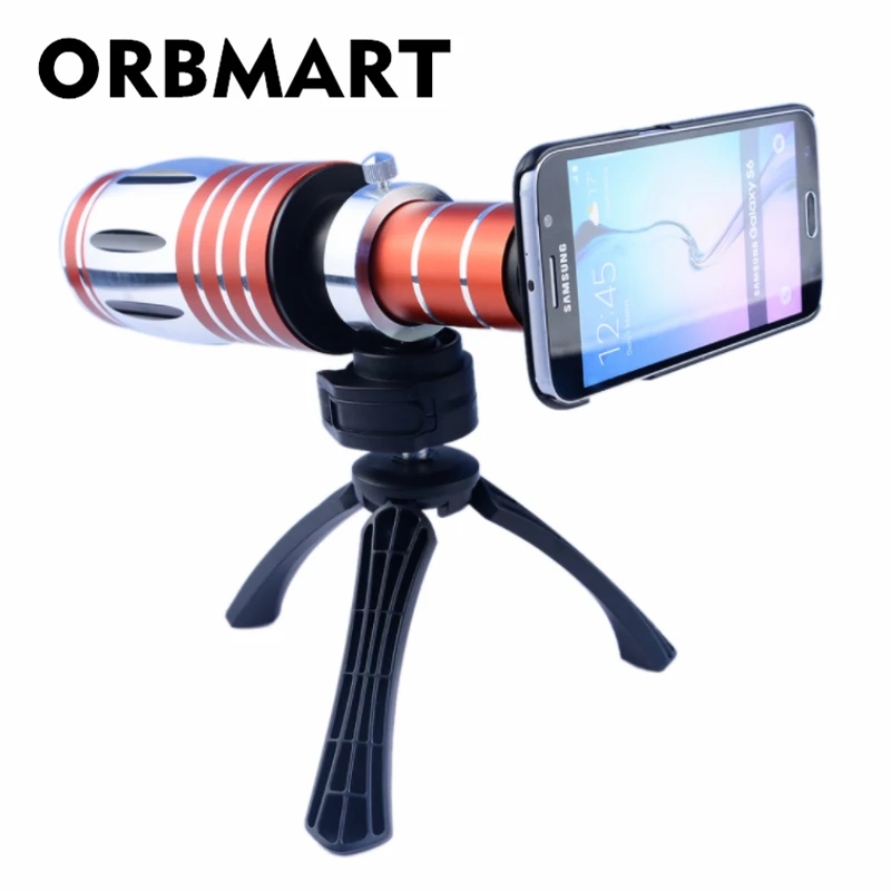 

ORBMART 50X Optical Zoom Aluminum Telephoto Telescope Phone Lens+Tripod+Back Case Cover For iPhone 8 8 Plus Samsung S7 S8+ Edge