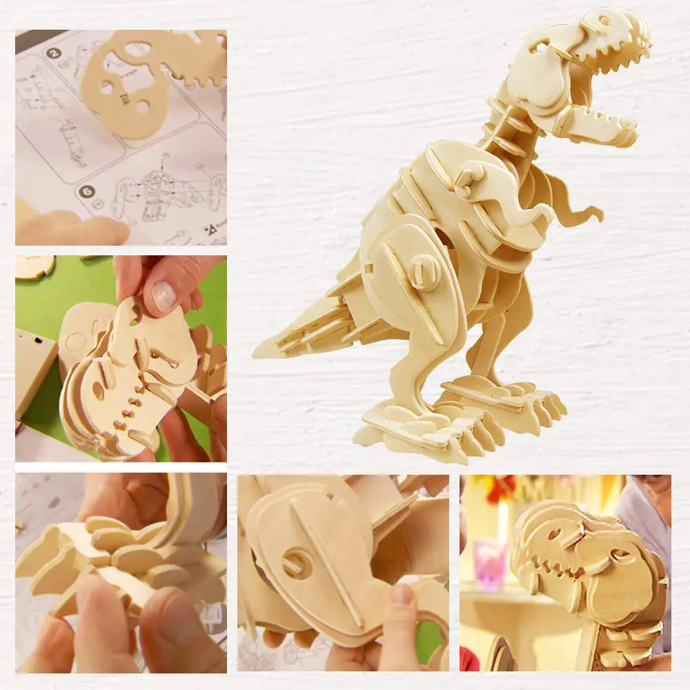Robotime DIY модель сборки 3D Деревянный динозавр головоломка Звуковое управление