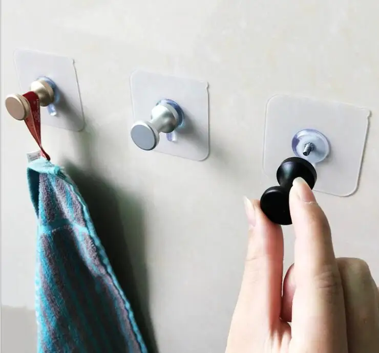 

2018 2pcs No nails, No holes, Installation Of Coloured Aluminum Alloy Hooks, No Trace Paste Door, Hanging Space Aluminum Hook