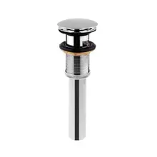 

Shiratori Vessel Sink Drain Stoper With Overflow Chrome Finish Clic-clac Pop up drain catcher