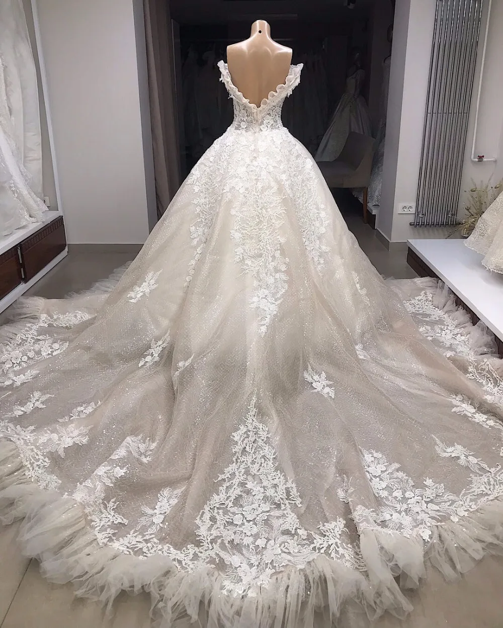 Robe De Mariage Милое Свадебное платье с оборками и вырезом элегантное праздничное платье с открытой спиной для свадьбы