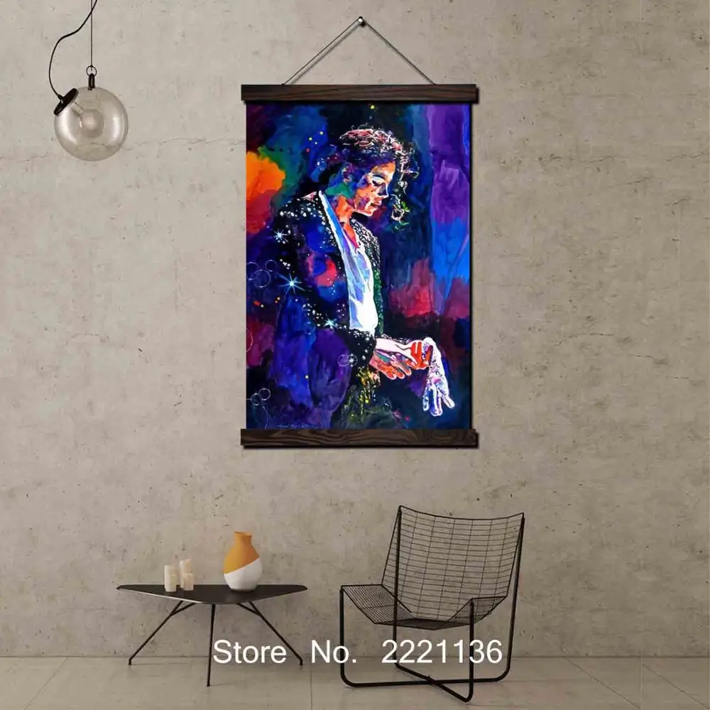Michael Jackson Framed Scroll Painting HD Wall Art Hanging Canvas Painting HD Printed Pictures