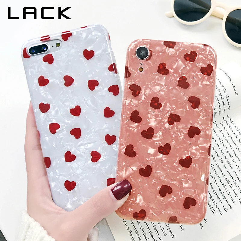 

LACK Conch Shell Love Heart Phone Case For iphone XS Max X XR 8 7 6 6S Plus Back Cover Fashion Soft IMD Cases Cute Cartoon Capa