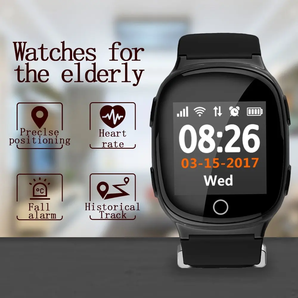 Pаспродажа D100, умные часы для пожилых людей, font b gps b font + LBS + Wifi, отслеживание местоположения, анти потеря, умные часы, монитор сердечного ритма с падением для пож...