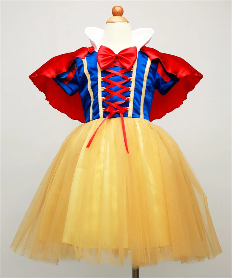 OTISBABY 4 layers Snow White Cosplay Dresses for Girls Party Princess Dress Children's Tulle Dress Baby Girl Tutu Dress Infant silk dress