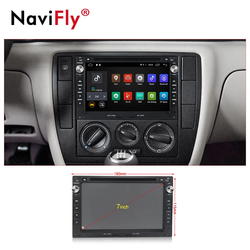 Excellent NaviFly 7" Android 7.1 Car DVD player gps navigation for VW/Volkswagen/PASSAT/B5/MK5/GOLF/POLO/TRANSPORTER 2G RAM 2din 4G LTE 5