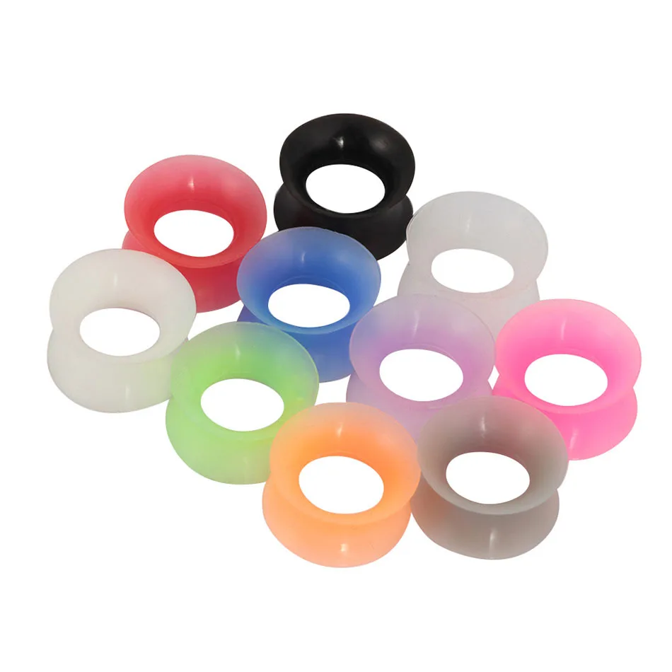 10Pairs Silicone Thin Flexible Ear Plugs Tunnels Gauges Cartilage Piercings Earring Body Jewelry Skin Soft Plugs Mince Tunnels