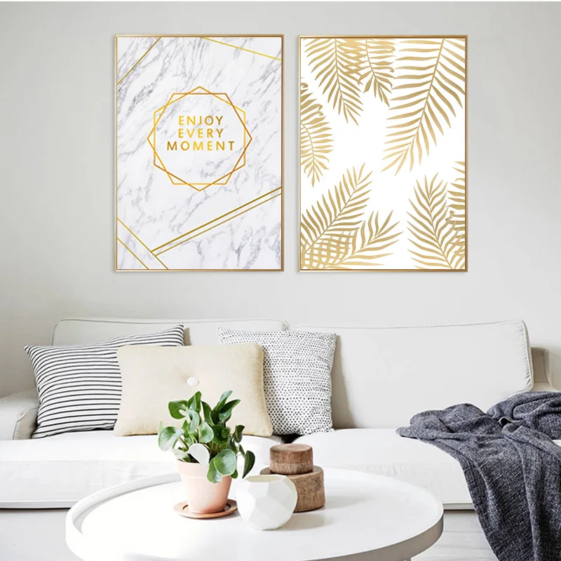 Nordic-Picture-Canvas-Art-Print-Cuadros-Yellow-Leaf-Wall-Art-Canvas-Painting-Wall-Pictures-For-Living