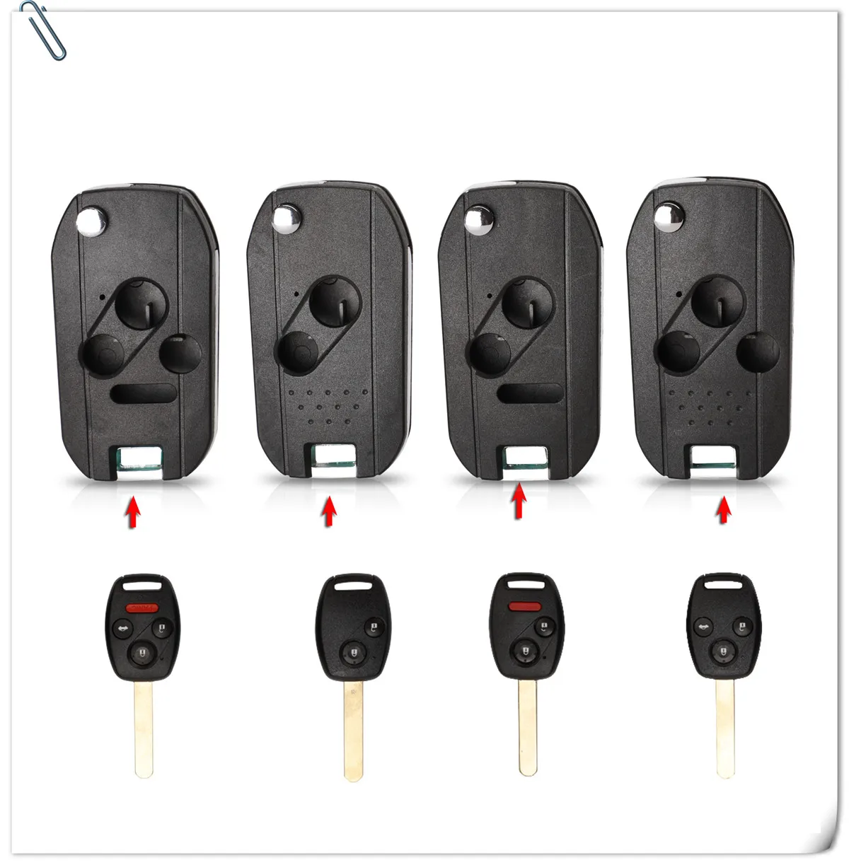 Keyforkess 2/3/4 pulsanti custodia a conchiglia pieghevole a vibrazione modificata a distanza per Honda CRV Fit Accord Civic Fob Cover -