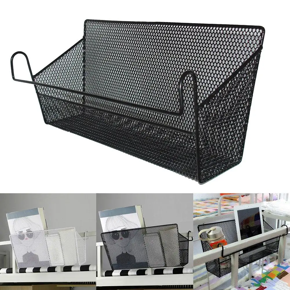 

New Metal Mesh Dorm Bedside Hanging Basket Wire Storage Shelf Rack Bunk Organizer