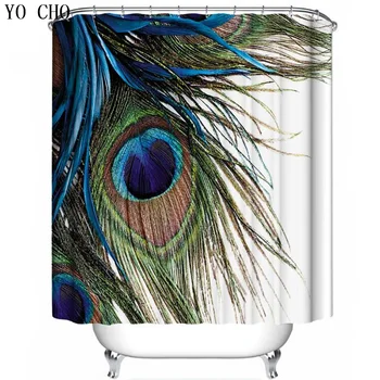 

YO CHO The pattern of birds shower curtains bathroom curtain peacock bath curtain watercolor shower curtain