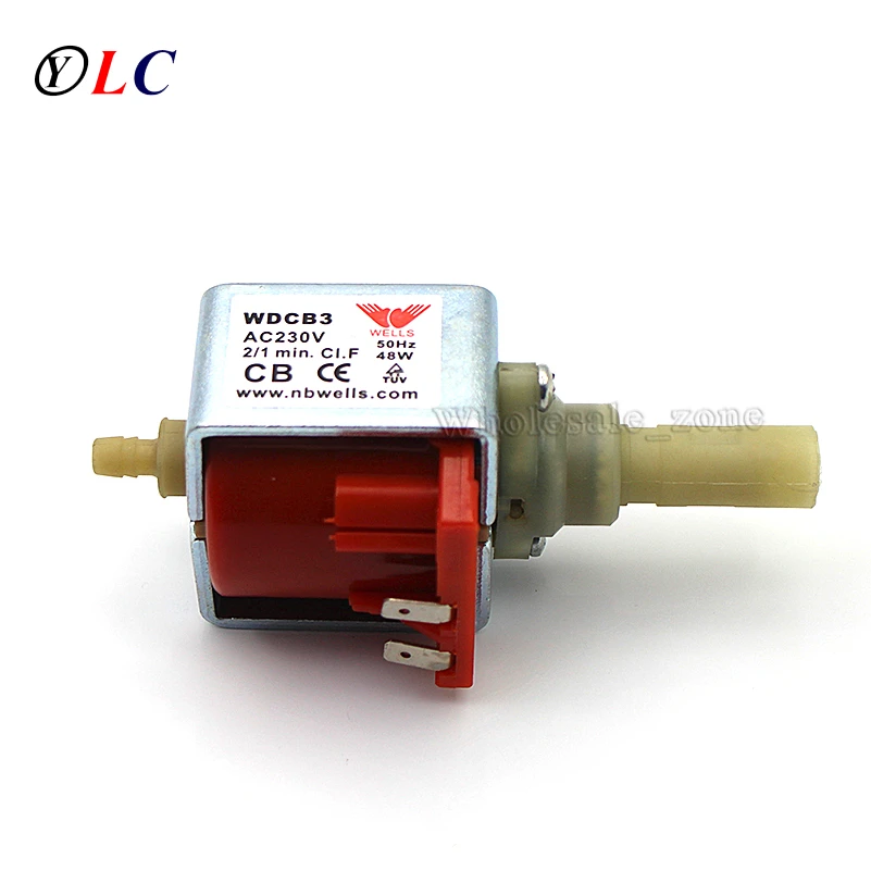 

AC 230V - 240V 48W G1/8' Plunger electromagnetic Solenoid Pump for Coffee machine / electric irons / garment steamer / cleaner