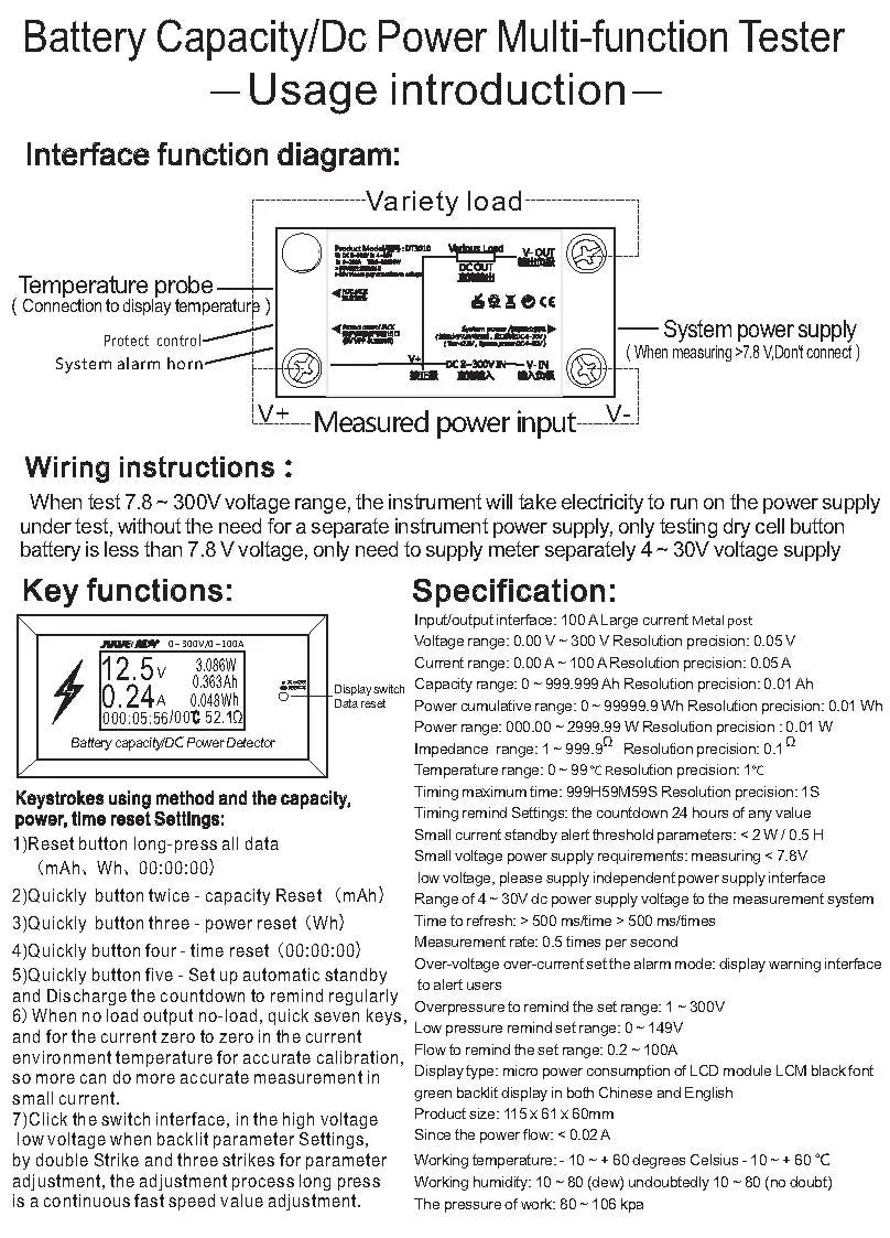 Источник питания измеритель тока цифровой вольтметр постоянного тока Амперметр измеритель напряжения тестеры батареи Емкость вольт ток датчик-ваттметр