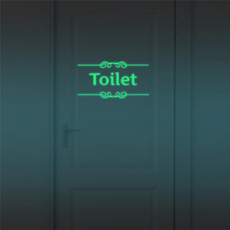 LuminousToiletWallStickersBathroomGlowInTheDarkDoorWallpaper
