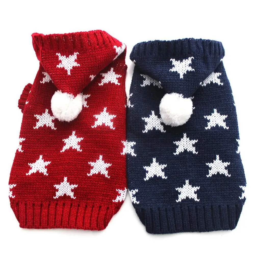 2018 кошек и собак Зимний свитер KNIT Hoodie спортивная одежда звезд дизайн Pet Puppy куртка