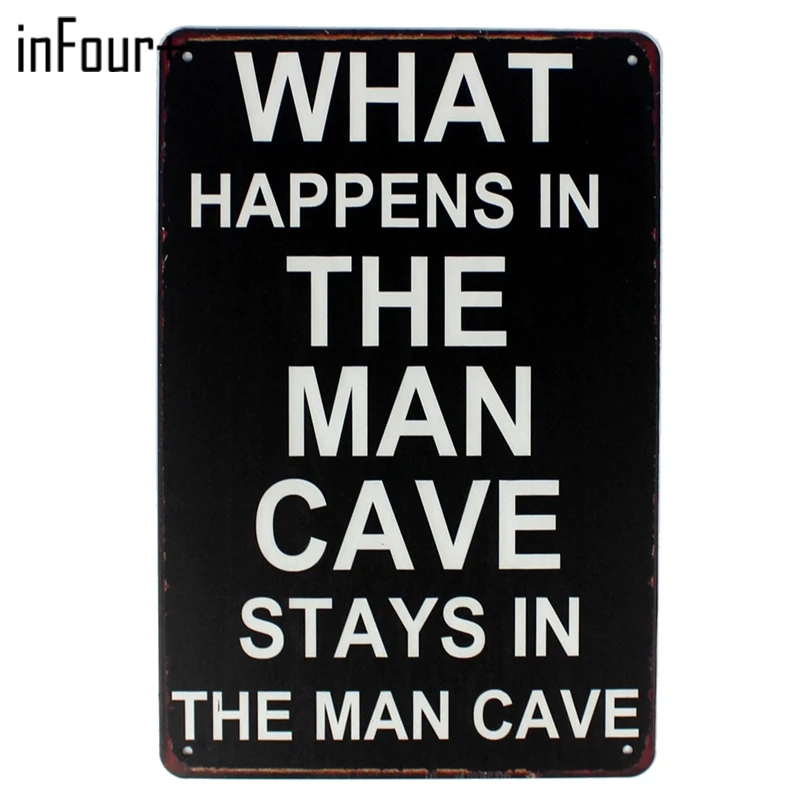 

[inFour+] New The Man Cave Metal Signs Home Decor Vintage Tin Signs Pub Vintage Decorative Plates Metal Wall Art Plaques