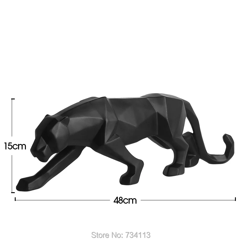 

Resin Leopard Statue Modern Abstract Black Panther Sculpture Geometric Wildlife Decor Gift Craft Ornament Accessories Furnishing