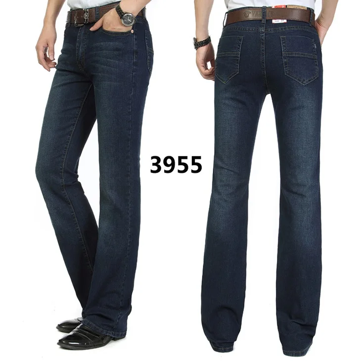 Высокое качество всесезонные новые мужские Смарт повседневные джинсы клеш Бизнес брюки размера плюс