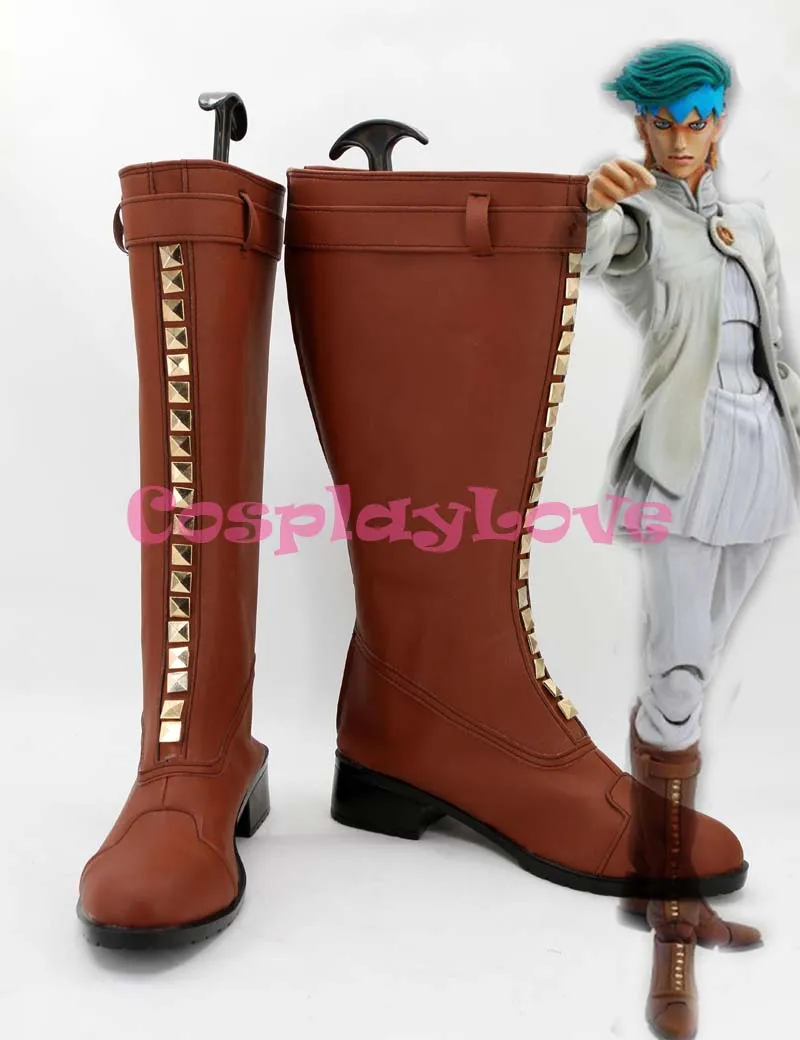 

Newest Custom Made Japanese Jojo Bizzare Adventure Rohan Kishibe Cosplay Shoes Long Boots For Christmas Halloween Festival