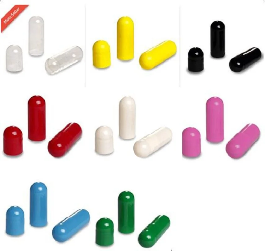 

CapsulCN Fast Shipping 10000pcs/pack Size 0 Multiple Colour high quality gel empty Separated capsules