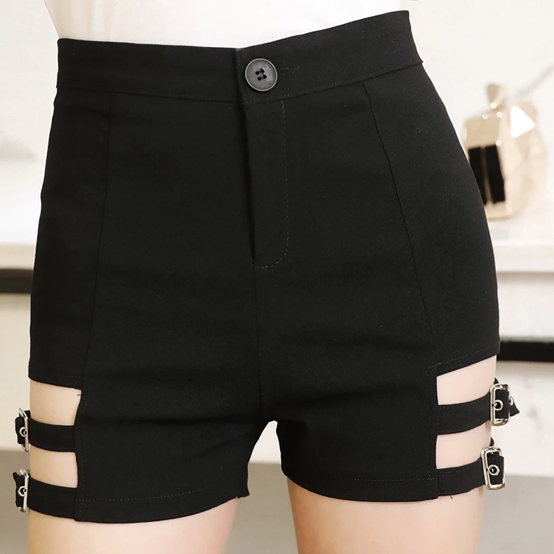 black high waisted hot shorts