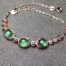 Отличающаяся хорошей устойчивостью натуральный 6*8 мм пренит браслет s925 стерлингового серебра натуральный зеленый драгоценный камень ювелирные украшения для женщин, вечерние